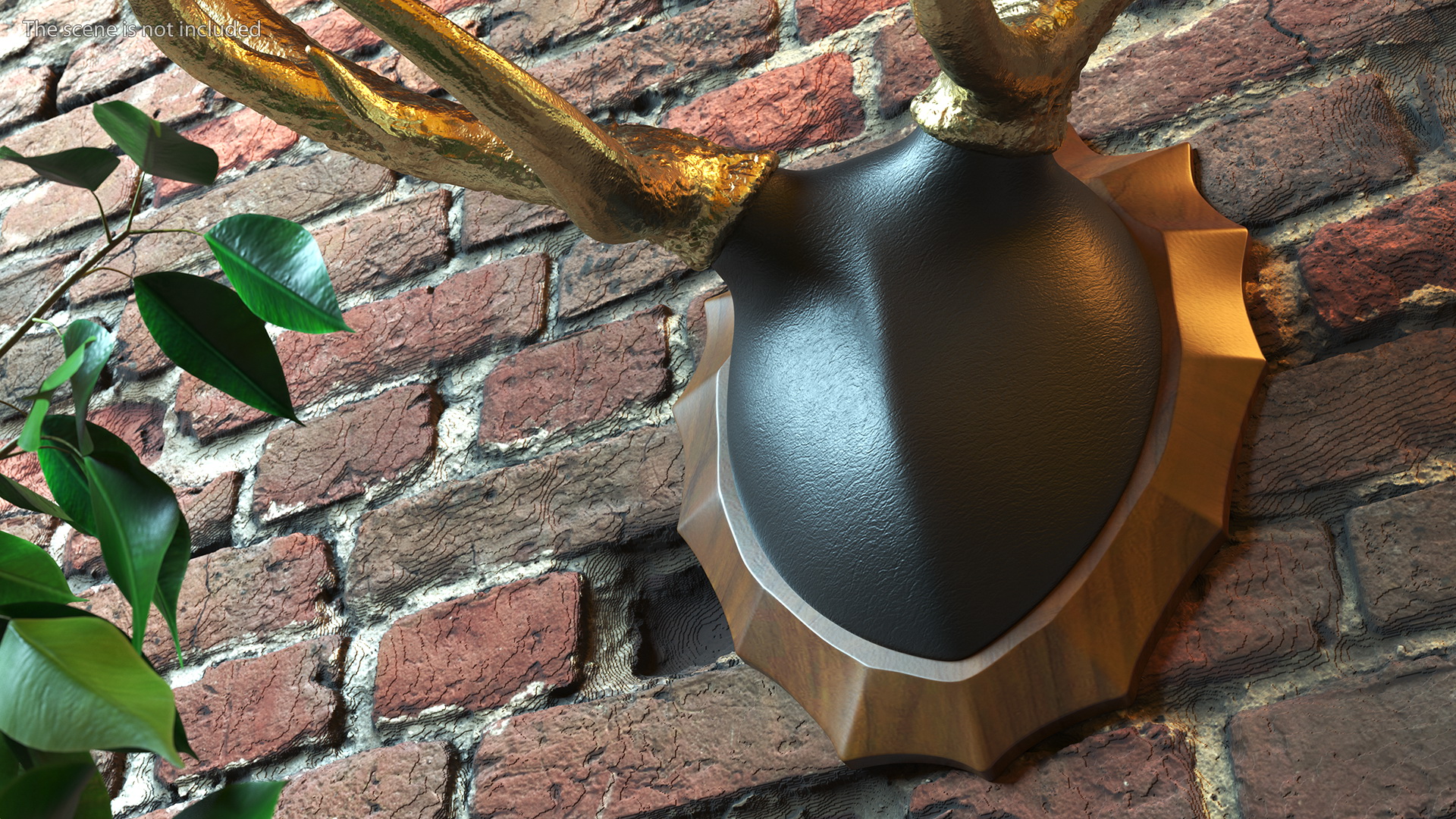 3D model Stag Antlers on a Wall Mount Gold Plated