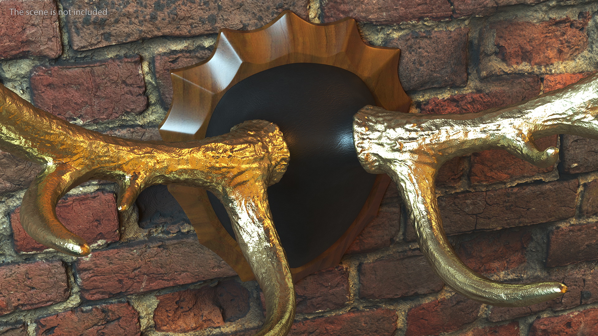 3D model Stag Antlers on a Wall Mount Gold Plated