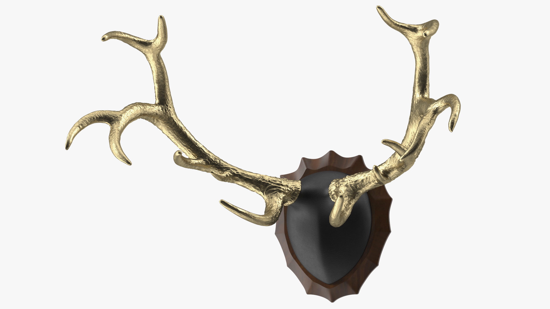 3D model Stag Antlers on a Wall Mount Gold Plated