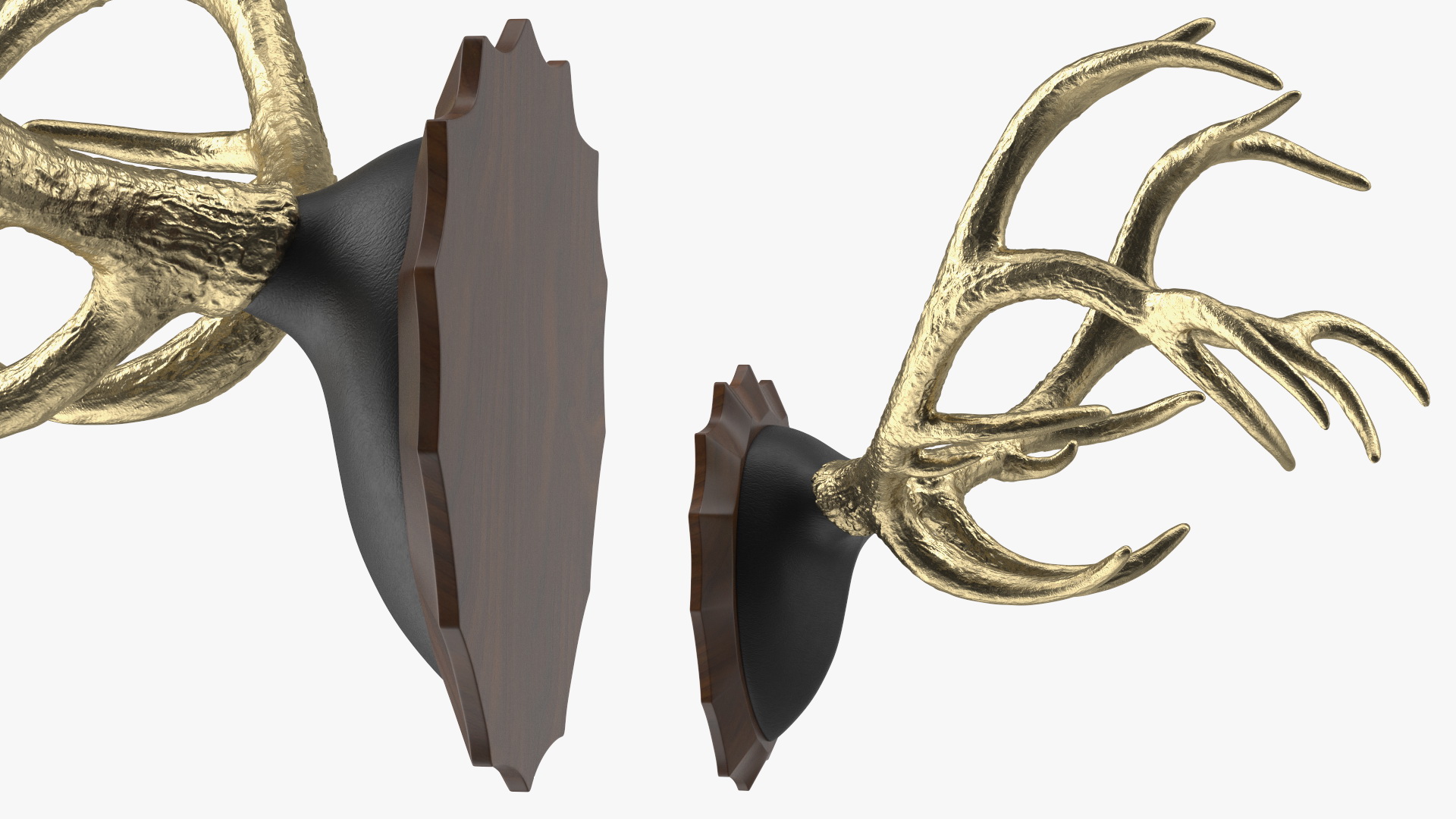 3D model Stag Antlers on a Wall Mount Gold Plated