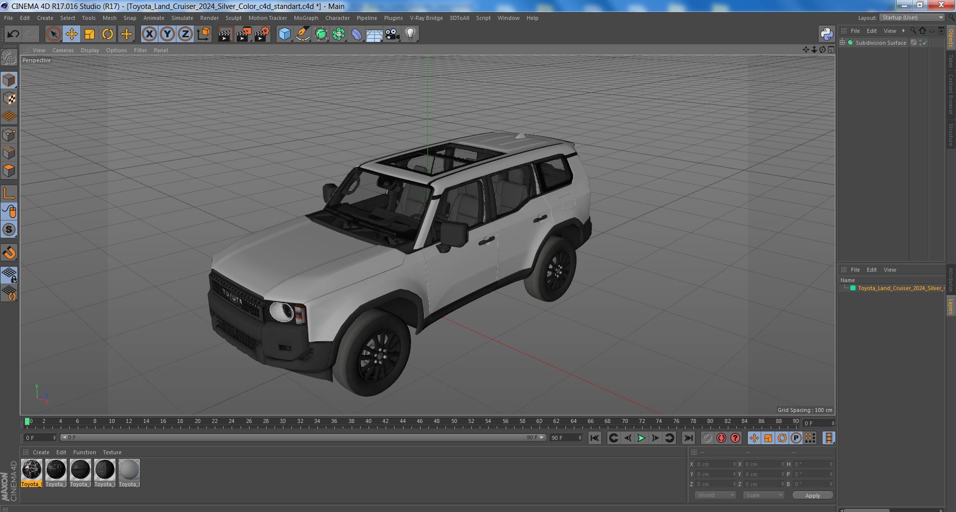 Toyota Land Cruiser 2024 Silver Color 3D
