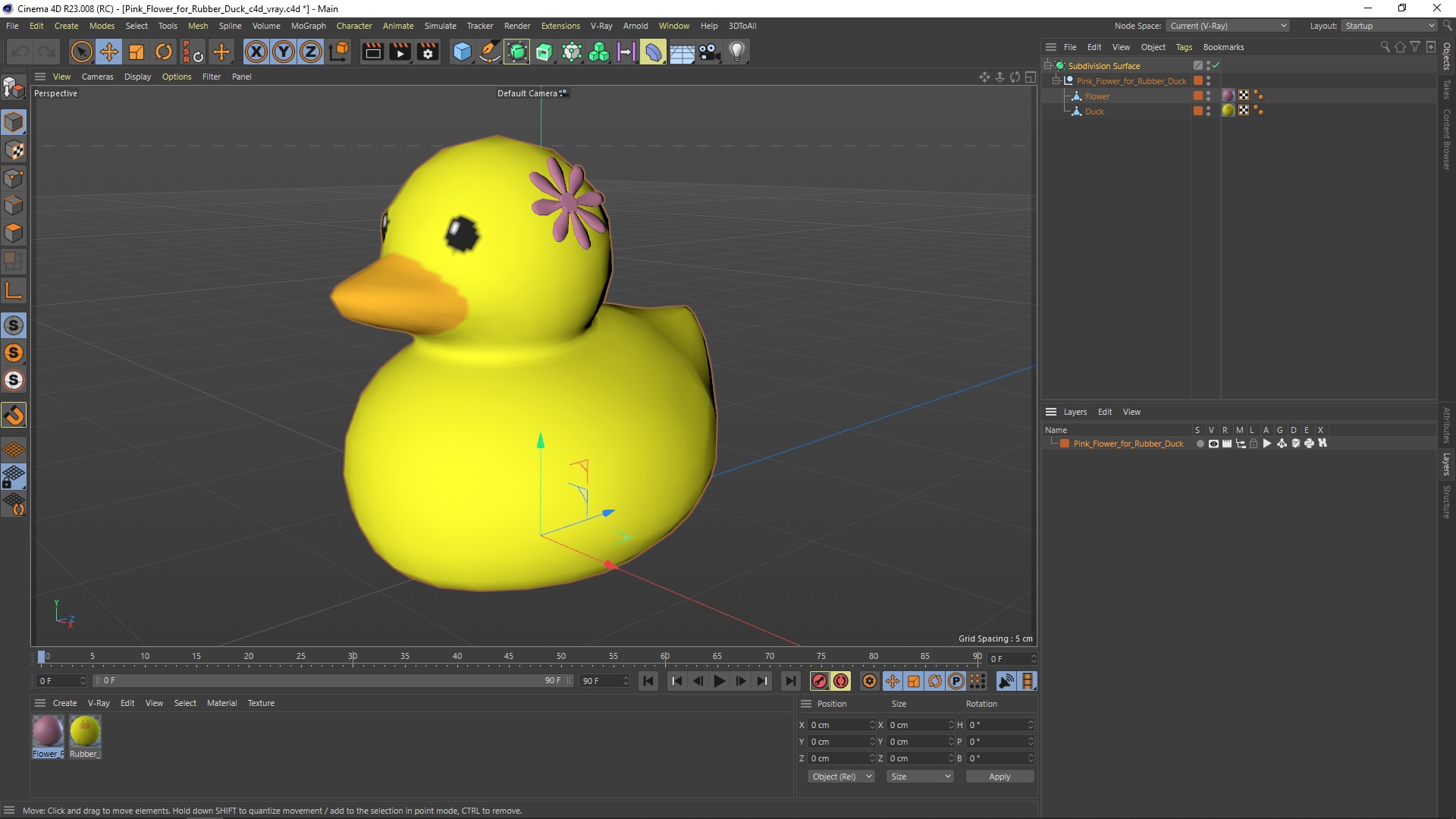 Pink Flower for Rubber Duck 3D
