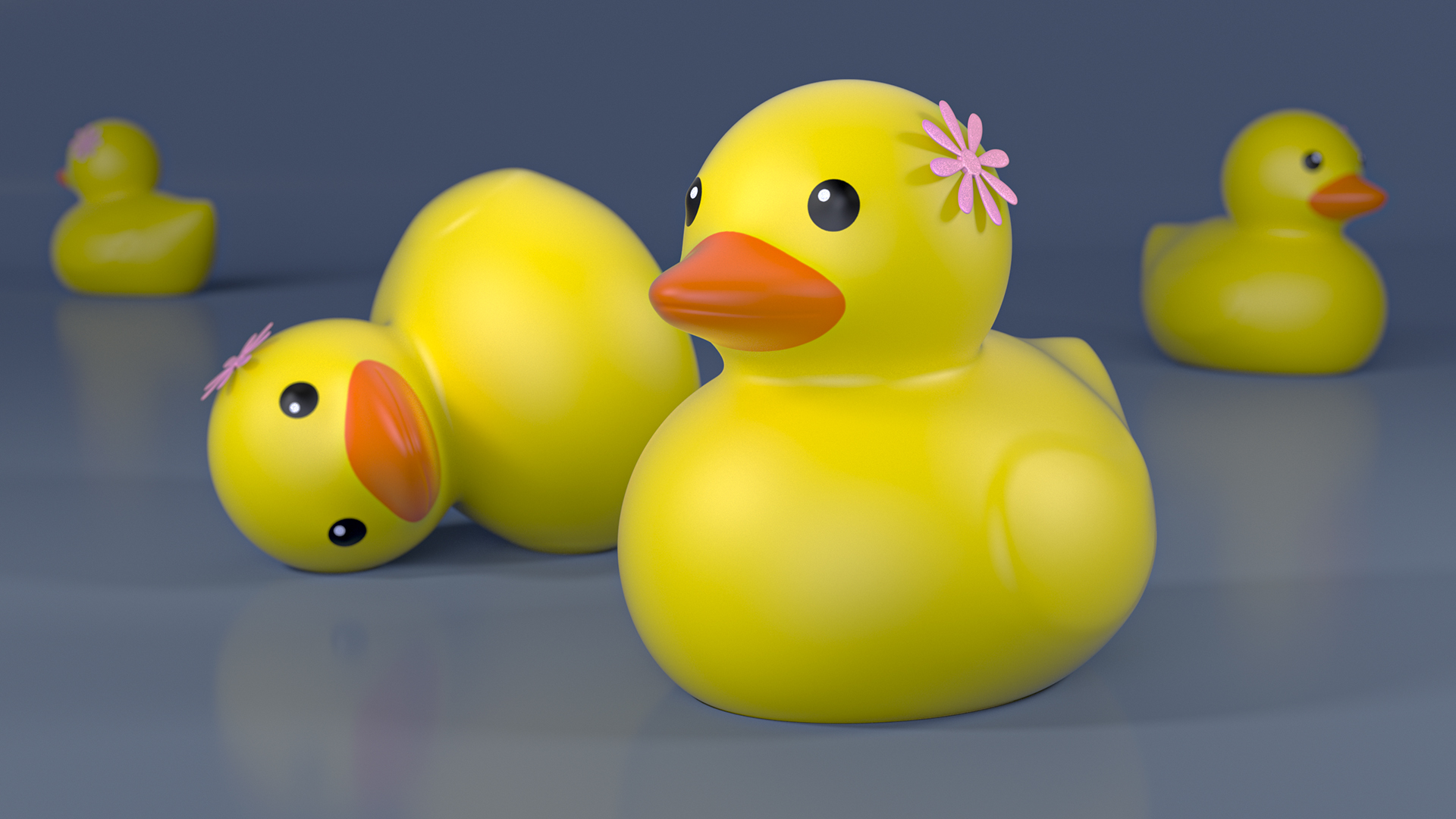 Pink Flower for Rubber Duck 3D