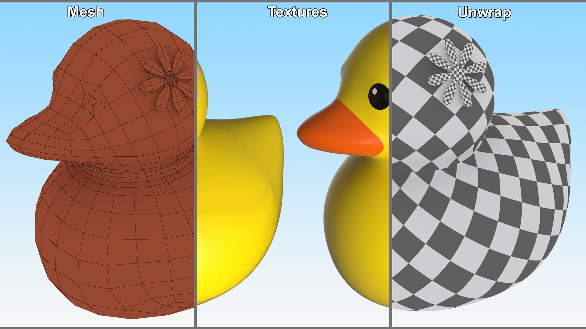 Pink Flower for Rubber Duck 3D