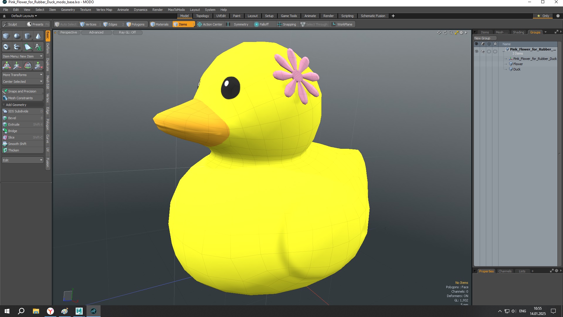Pink Flower for Rubber Duck 3D