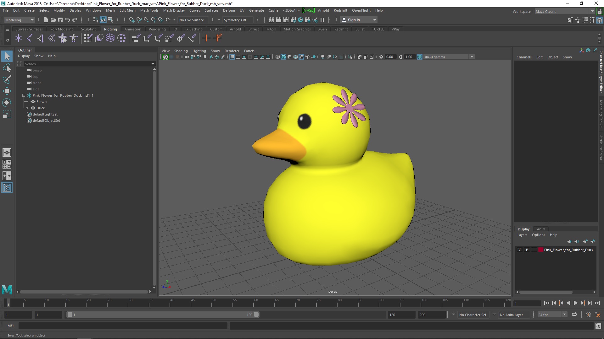 Pink Flower for Rubber Duck 3D