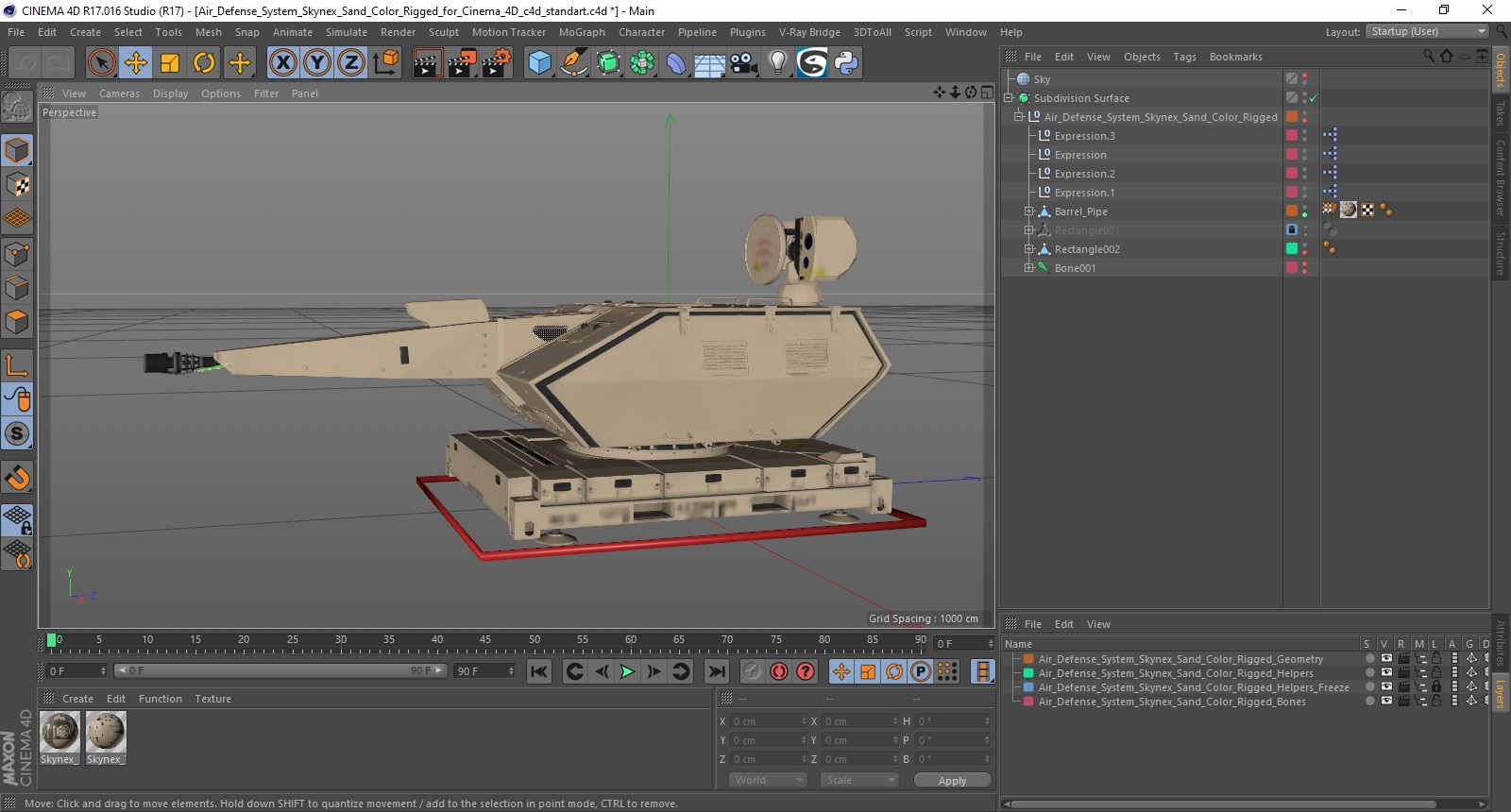 Air Defense System Skynex Sand Color Rigged for Cinema 4D 3D