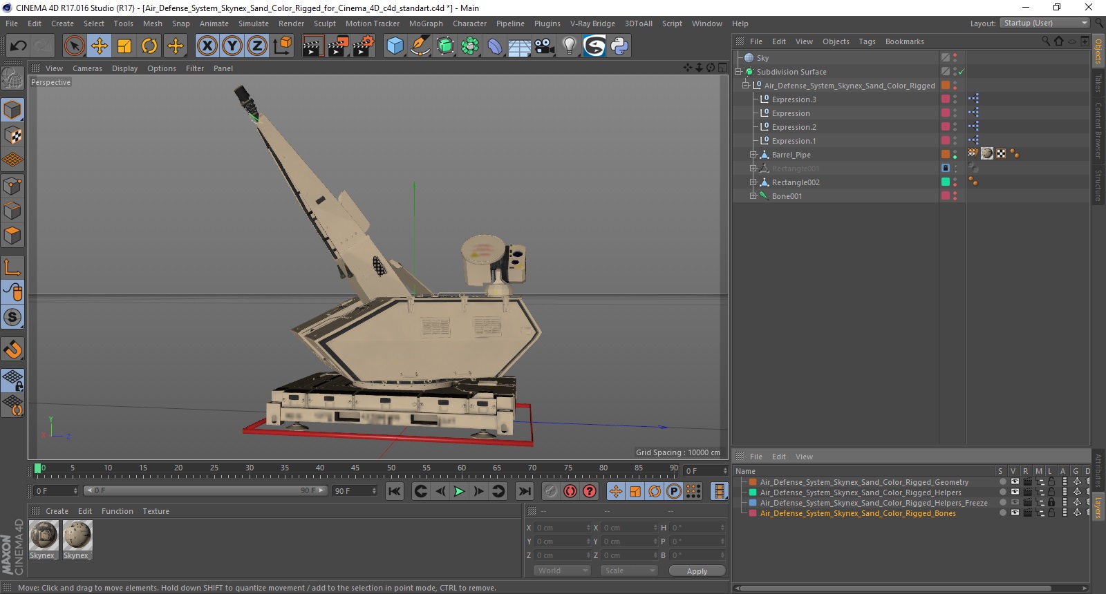 Air Defense System Skynex Sand Color Rigged for Cinema 4D 3D