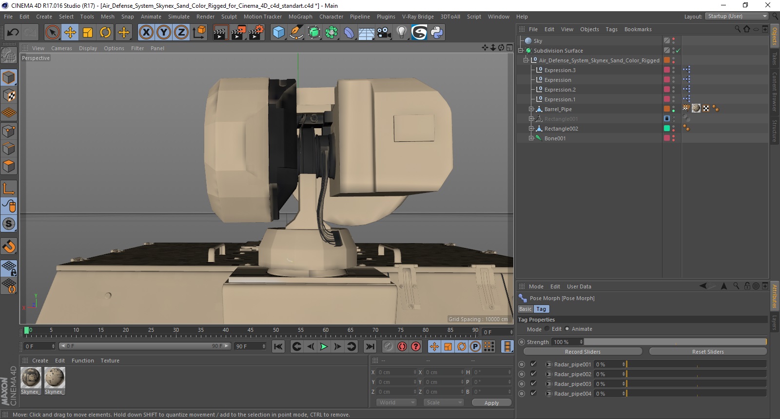 Air Defense System Skynex Sand Color Rigged for Cinema 4D 3D