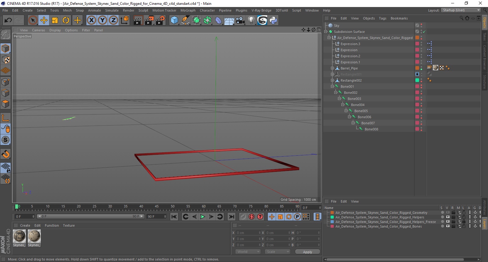 Air Defense System Skynex Sand Color Rigged for Cinema 4D 3D