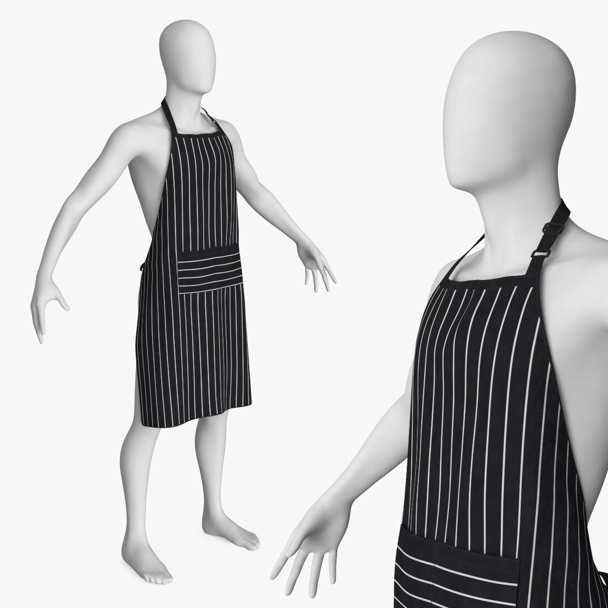 Mens Cooking Apron Striped on Mannequin