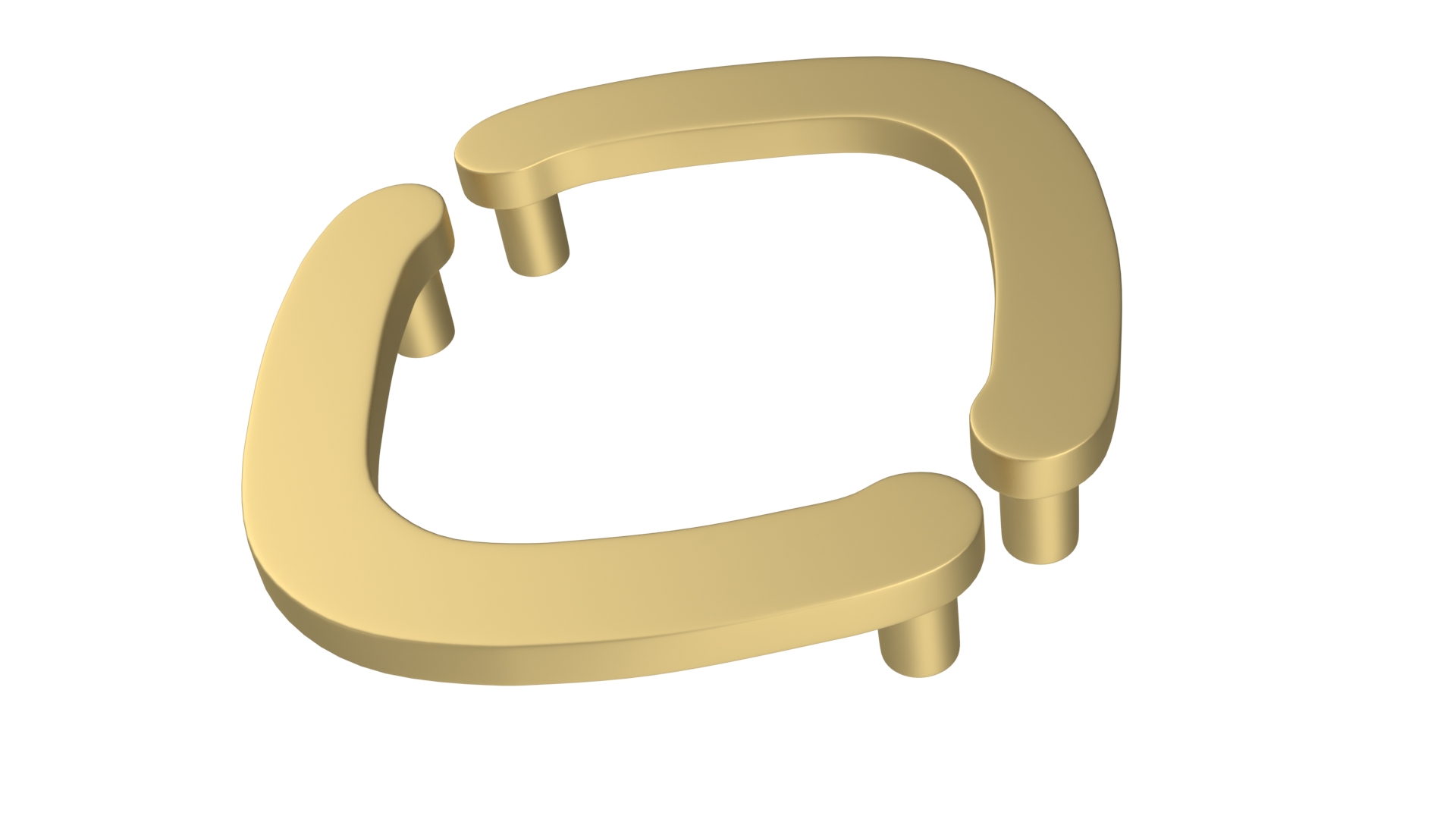 Door Handles Flat Corner Gold 3D model