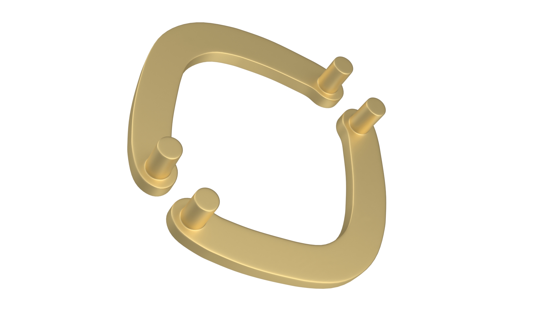 Door Handles Flat Corner Gold 3D model
