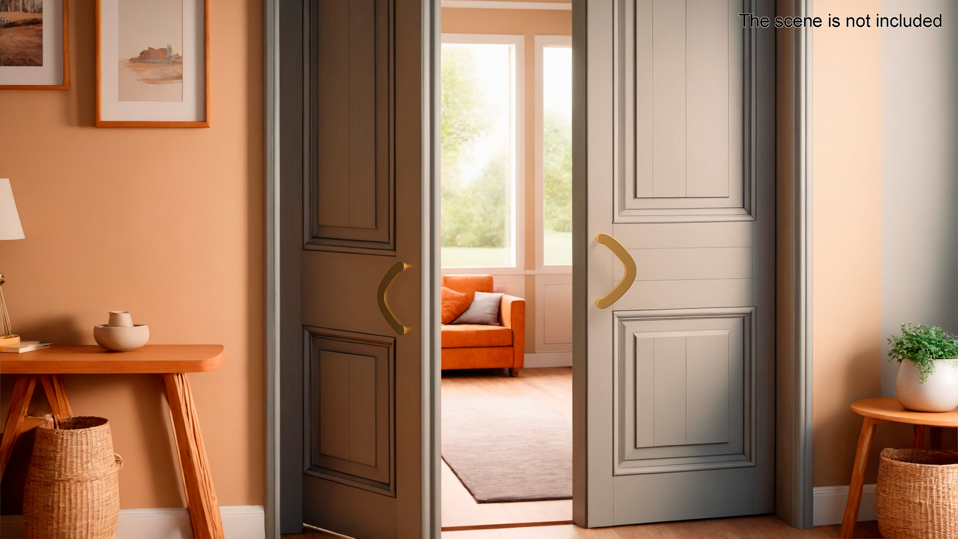 Door Handles Flat Corner Gold 3D model