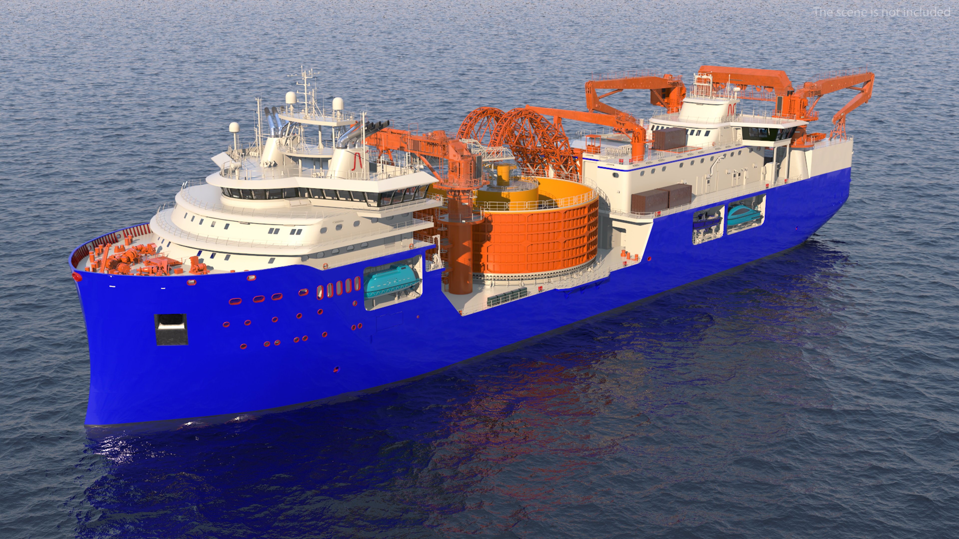 3D Cable Layer Vessel Blue model