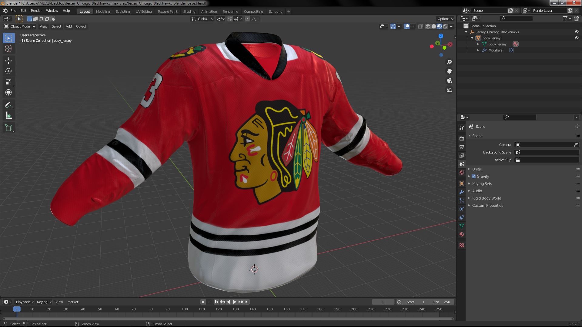 3D model Jersey Chicago Blackhawks