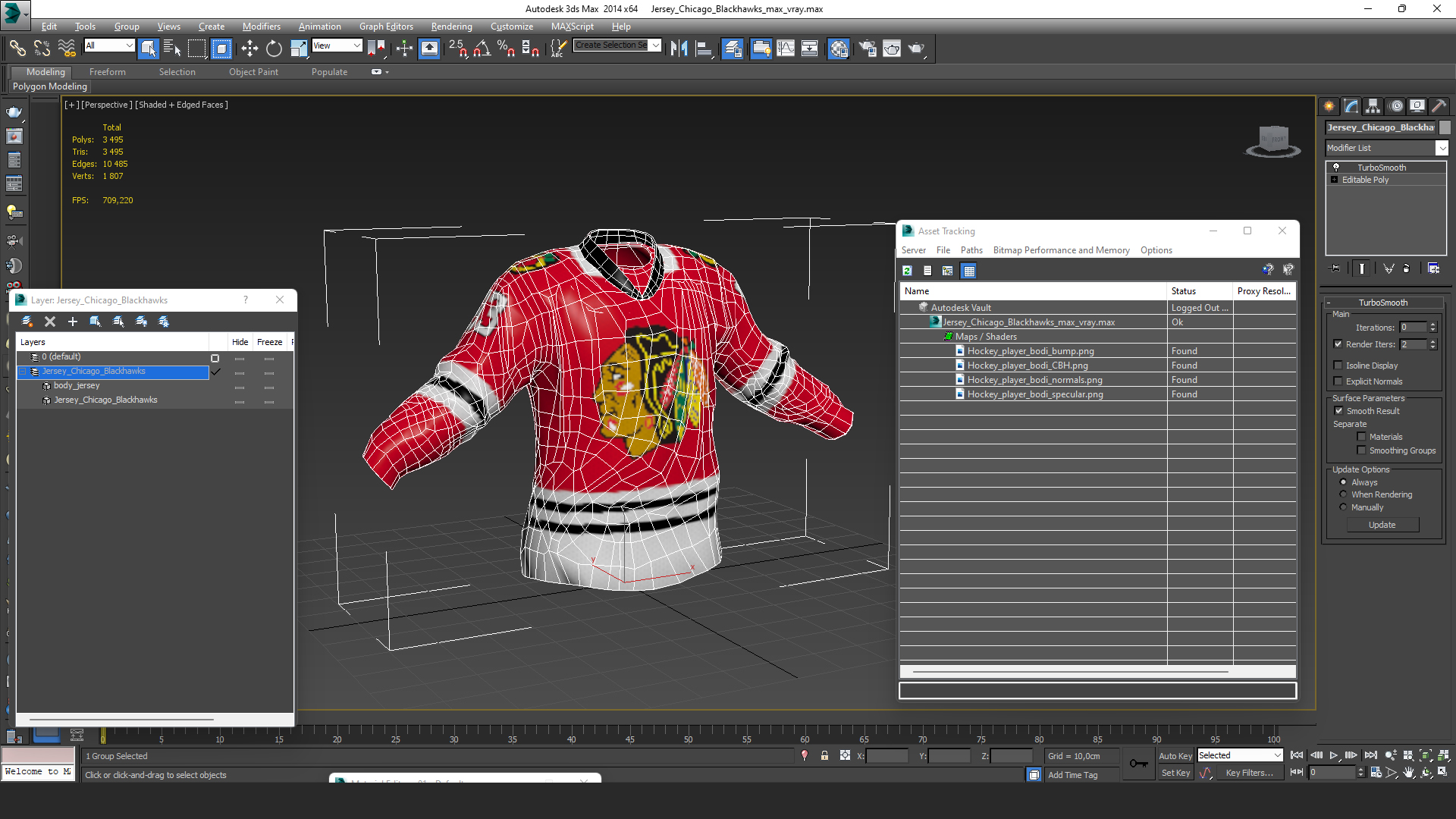 3D model Jersey Chicago Blackhawks