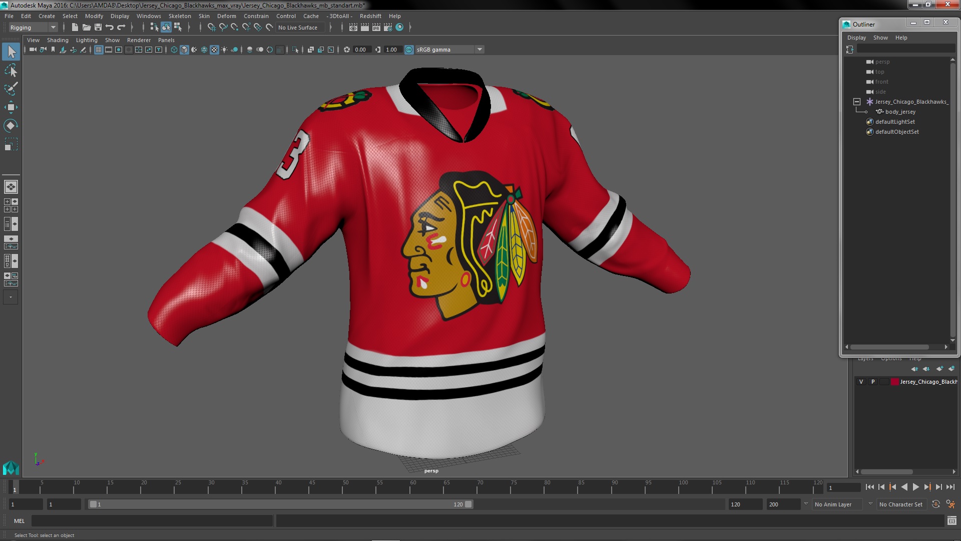 3D model Jersey Chicago Blackhawks