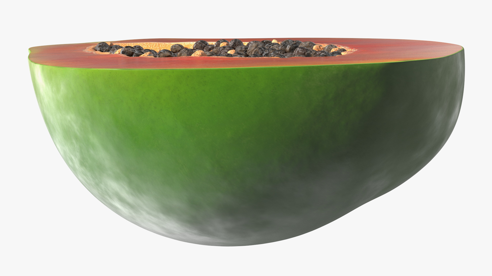 Half Papaw Fruit Green 3D