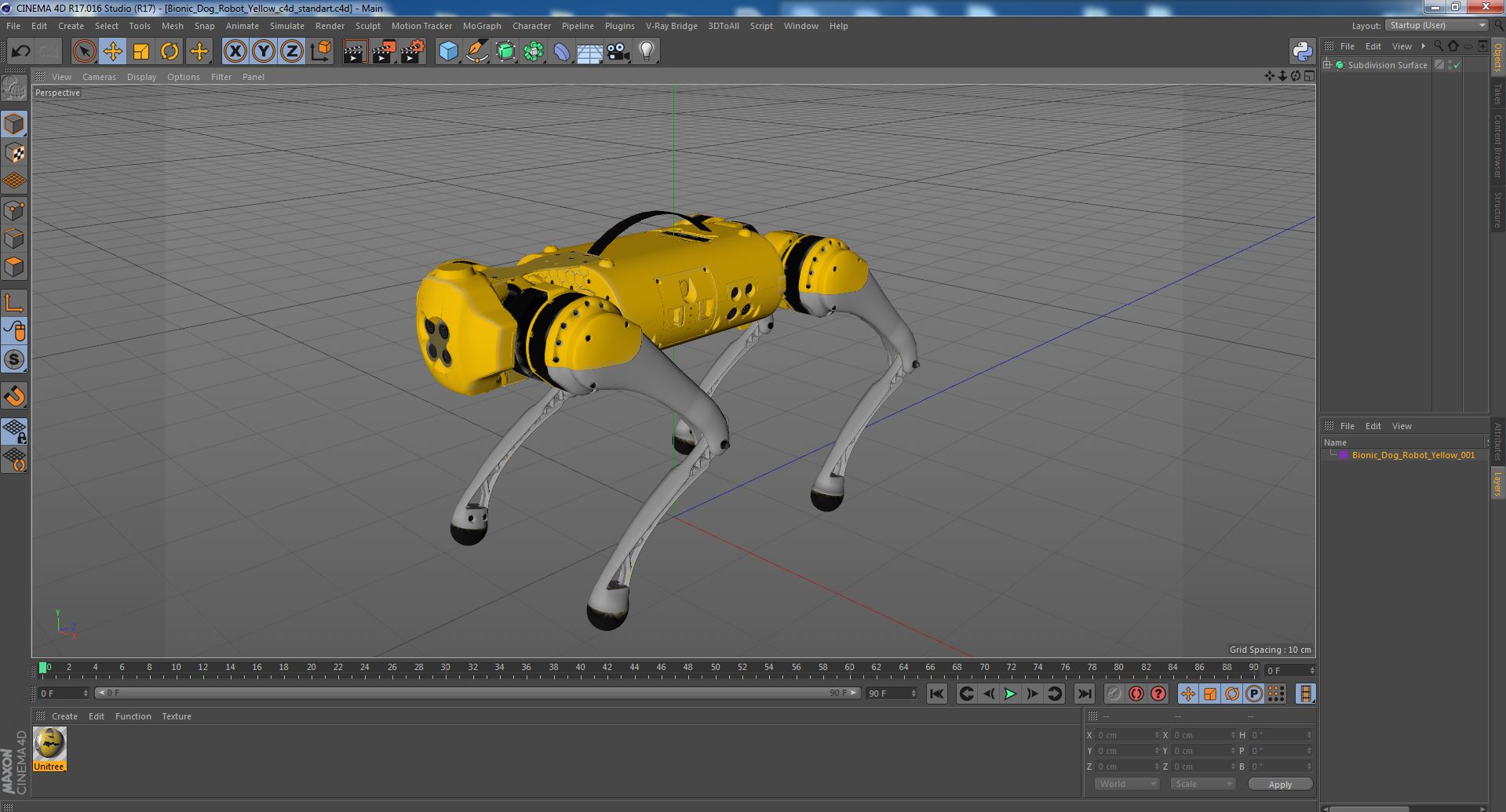 3D Bionic Dog Robot Yellow model