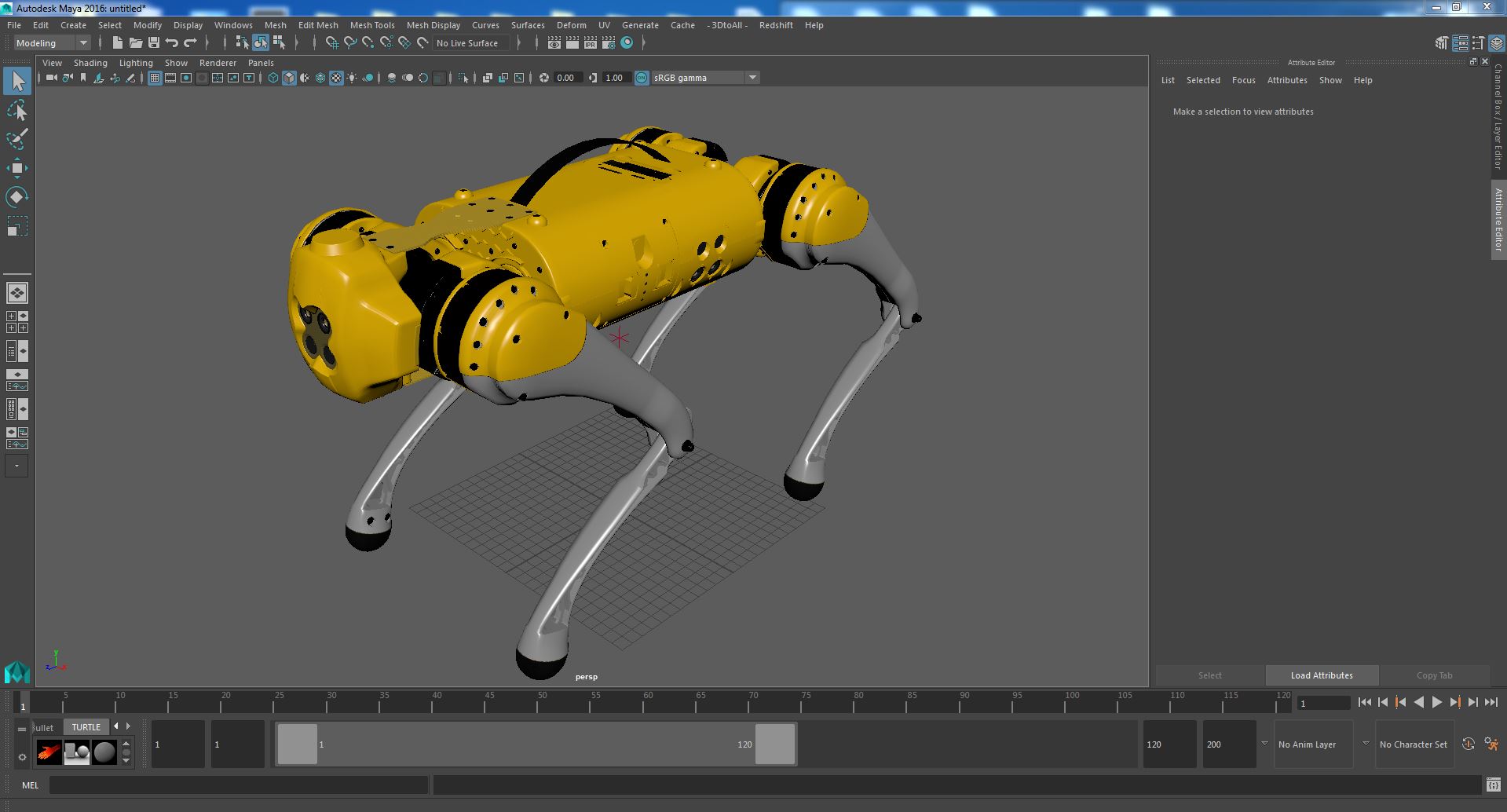 3D Bionic Dog Robot Yellow model