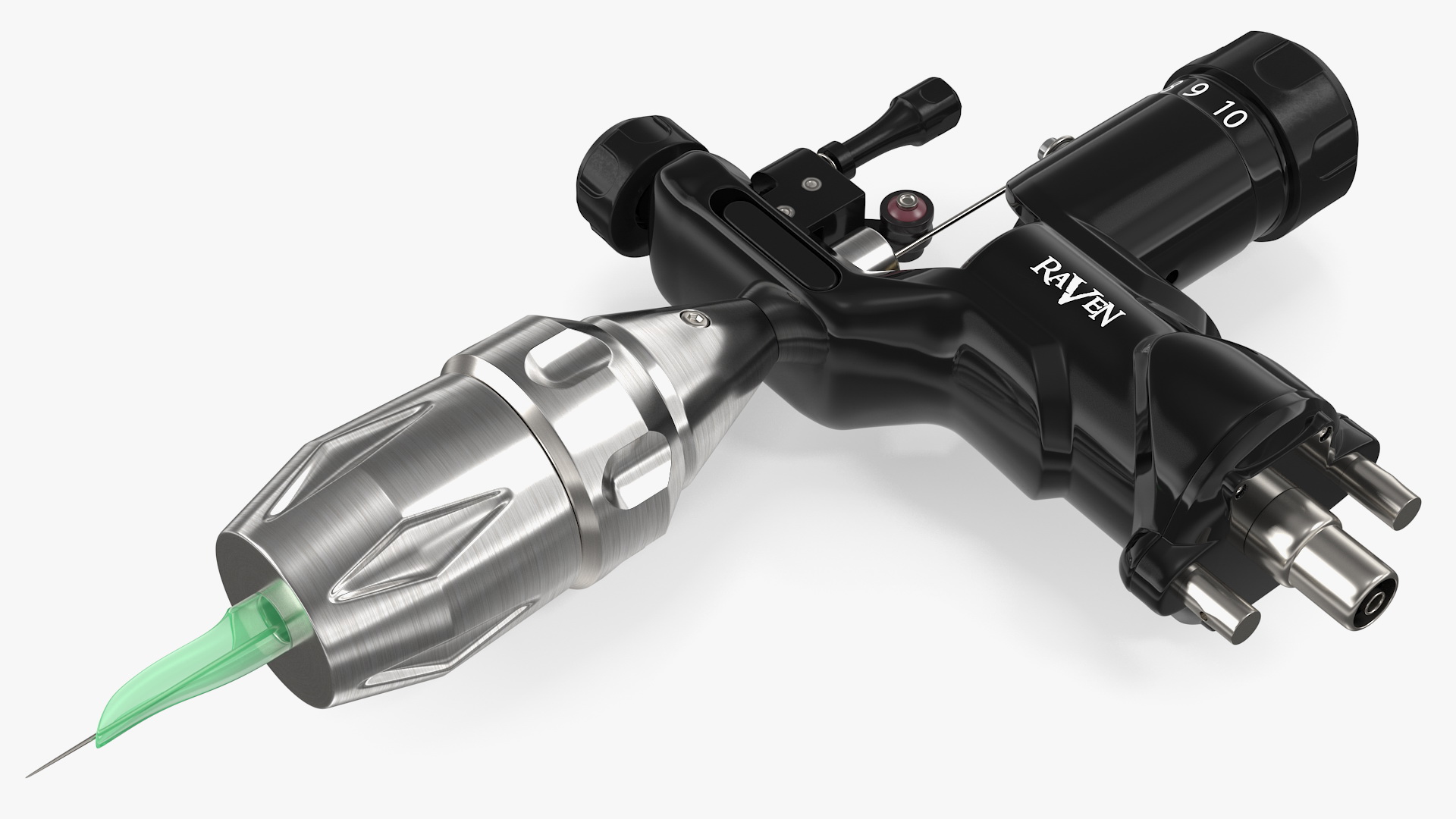 3D Dragonhawk Raven Rotary Tattoo Machine Black Rigged
