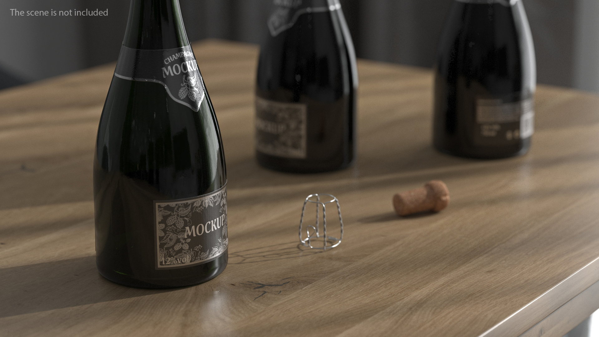 Black Champagne Bottle Mockup 3D model