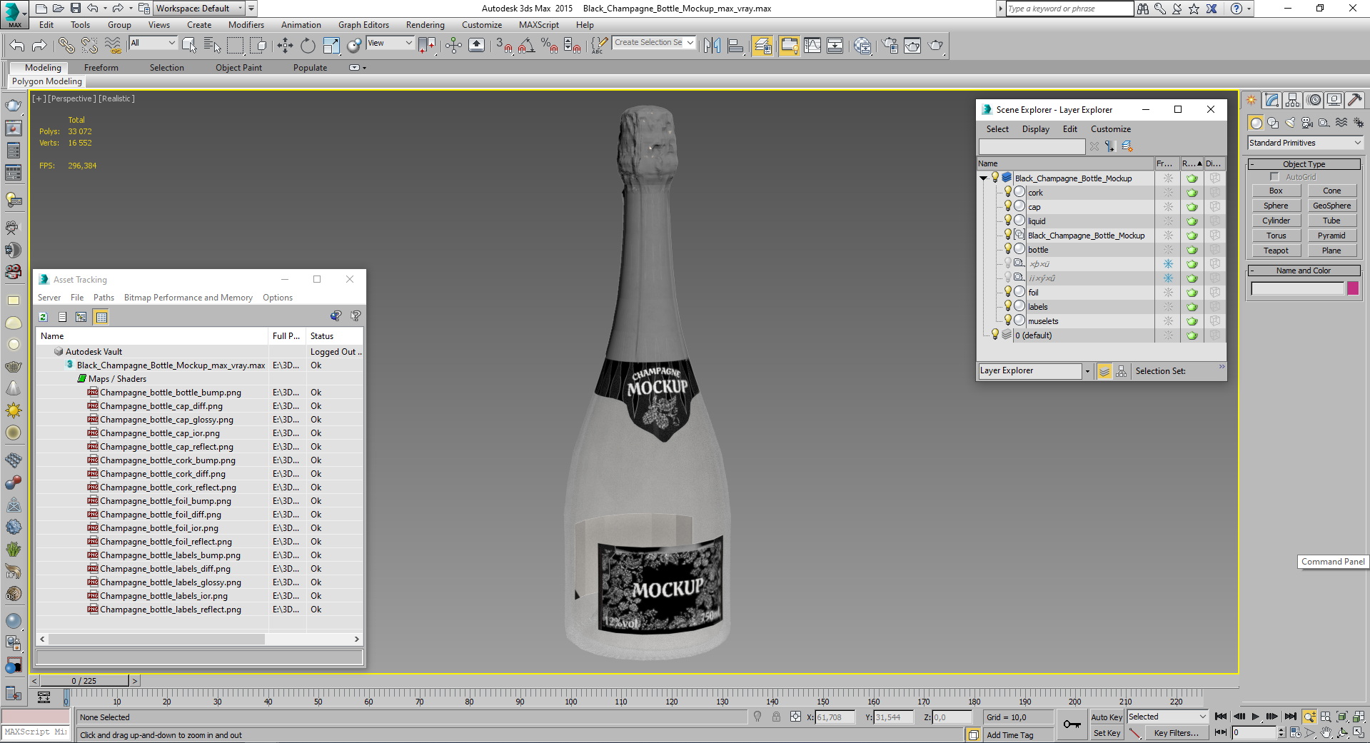 Black Champagne Bottle Mockup 3D model