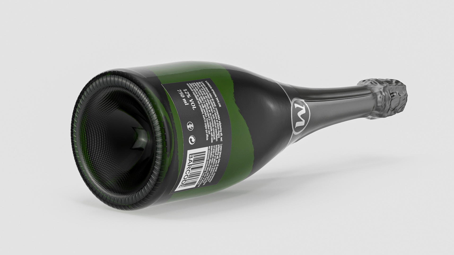 Black Champagne Bottle Mockup 3D model