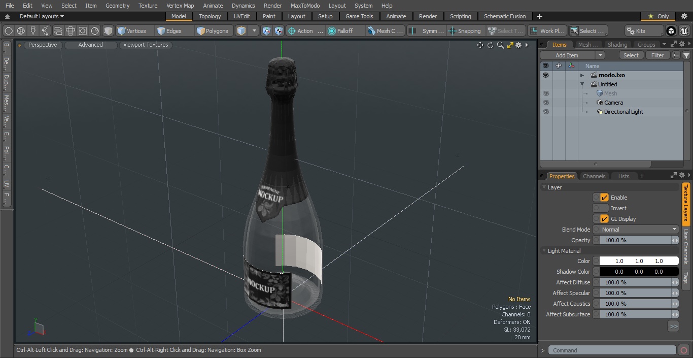 Black Champagne Bottle Mockup 3D model