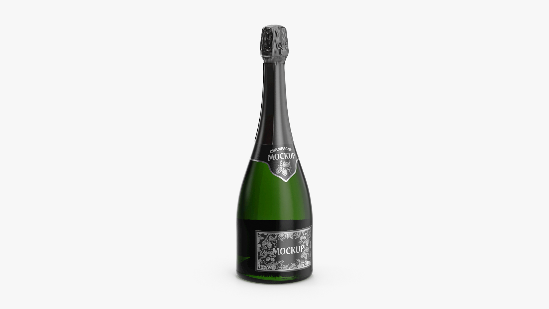 Black Champagne Bottle Mockup 3D model