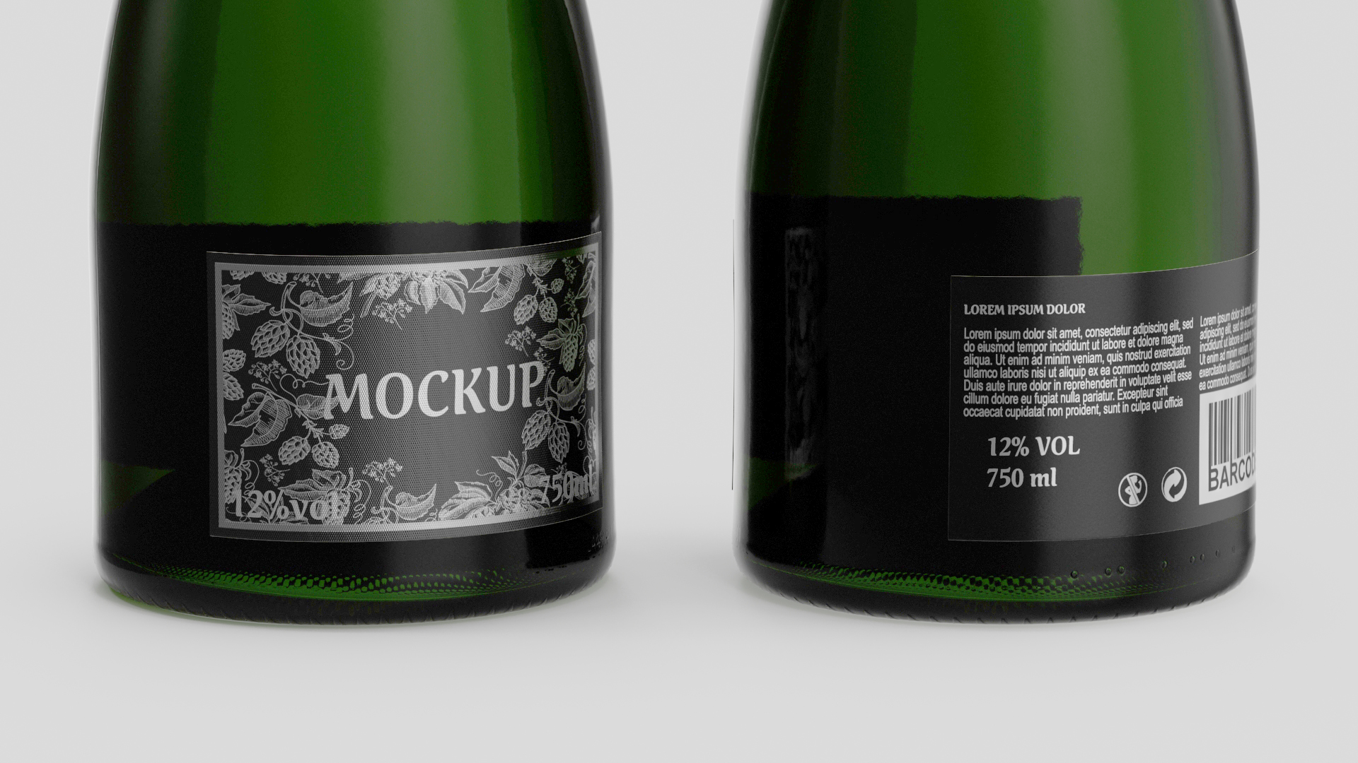 Black Champagne Bottle Mockup 3D model