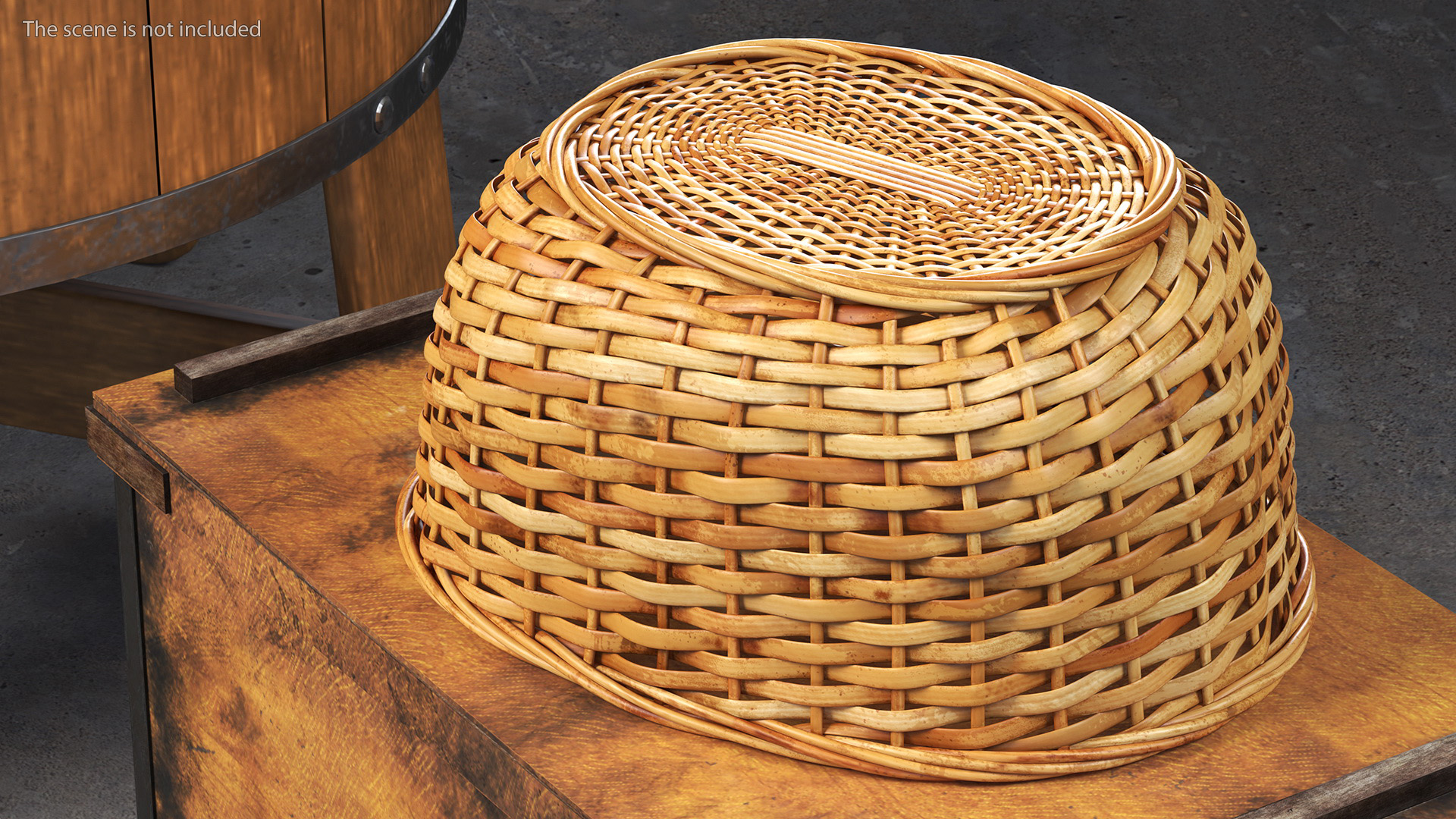 Wicker Basket Made of Straw 3D