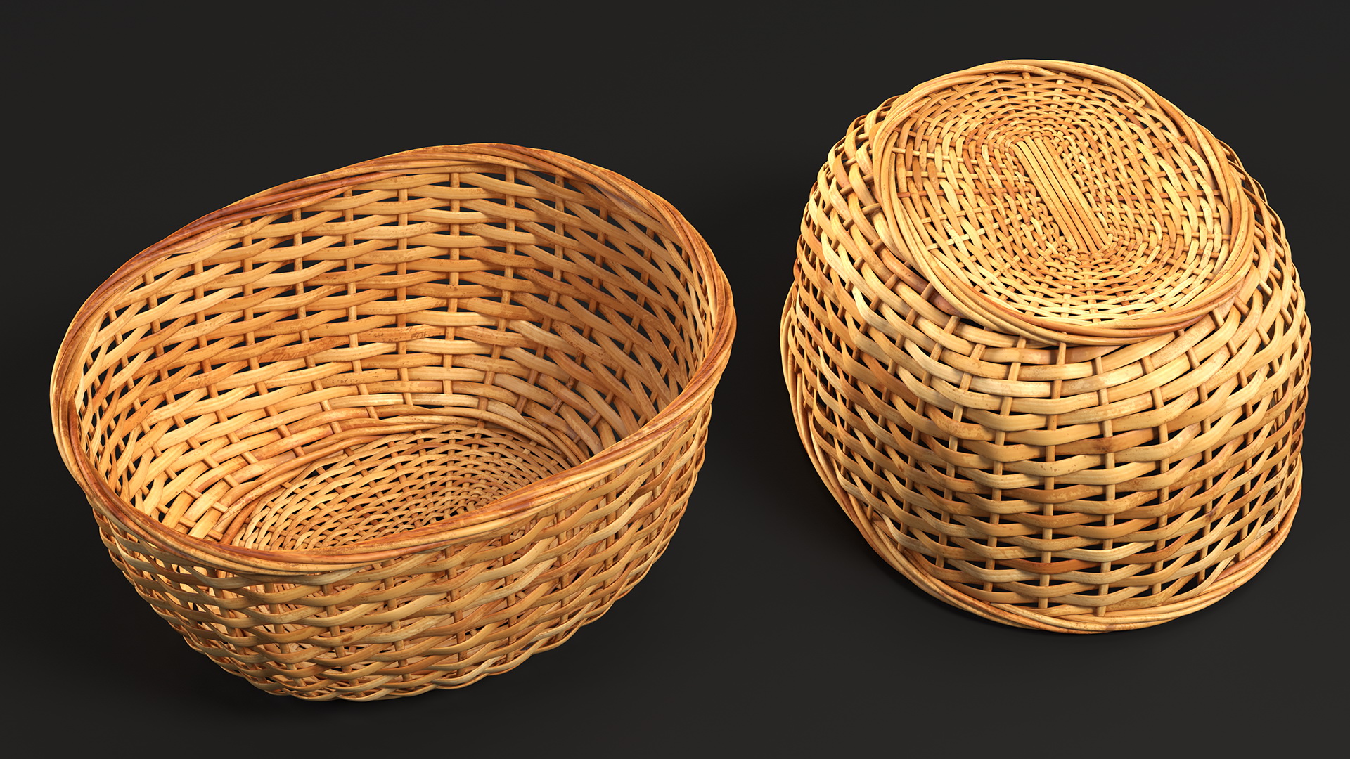 Wicker Basket Made of Straw 3D