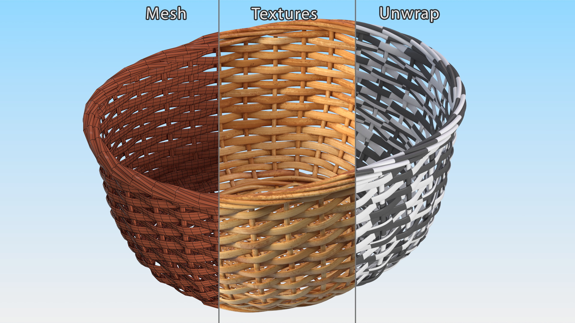 Wicker Basket Made of Straw 3D
