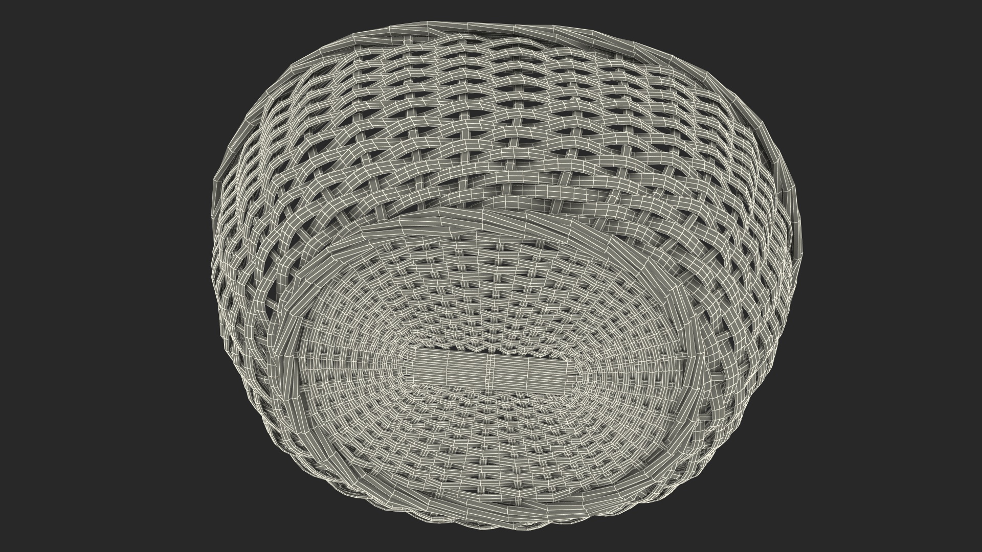 Wicker Basket Made of Straw 3D