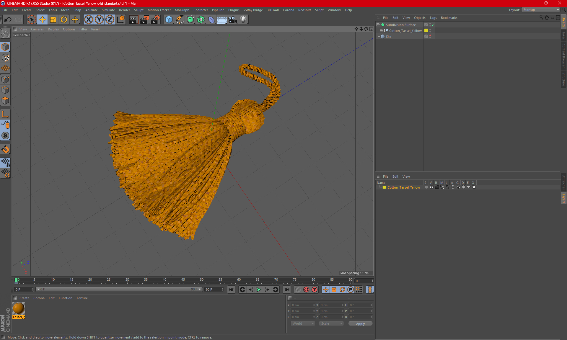 3D model Cotton Tassel Yellow