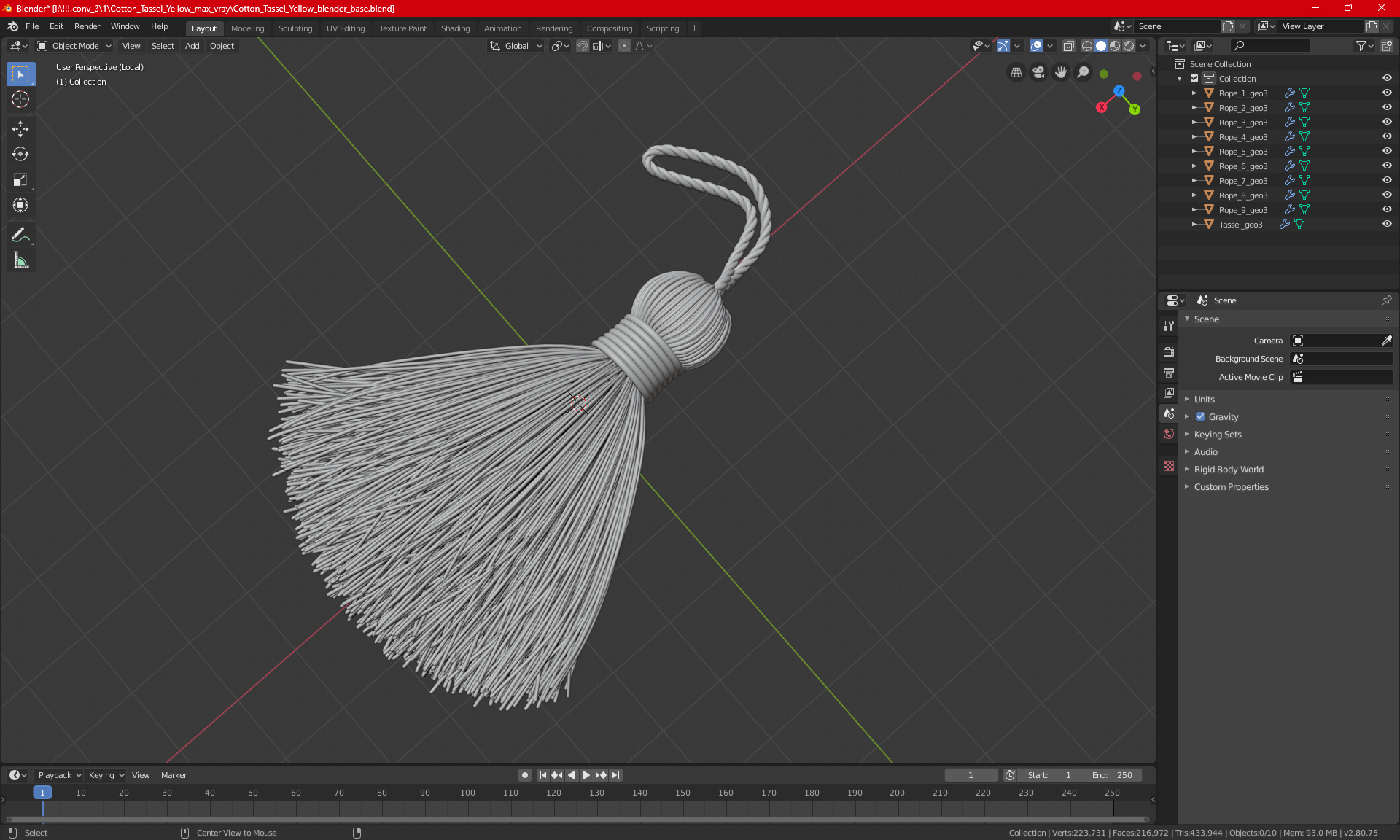 3D model Cotton Tassel Yellow