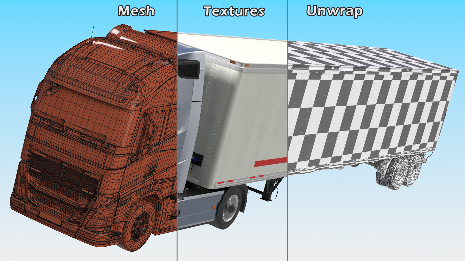 3D model Cabover 4x2 Lorry with Trailer