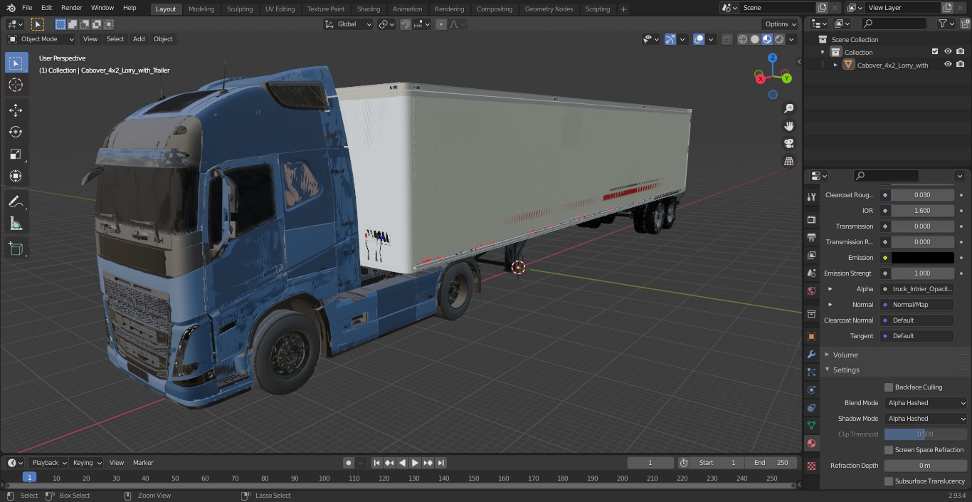 3D model Cabover 4x2 Lorry with Trailer