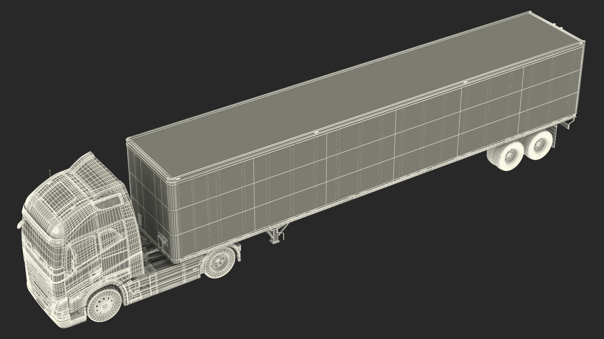 3D model Cabover 4x2 Lorry with Trailer