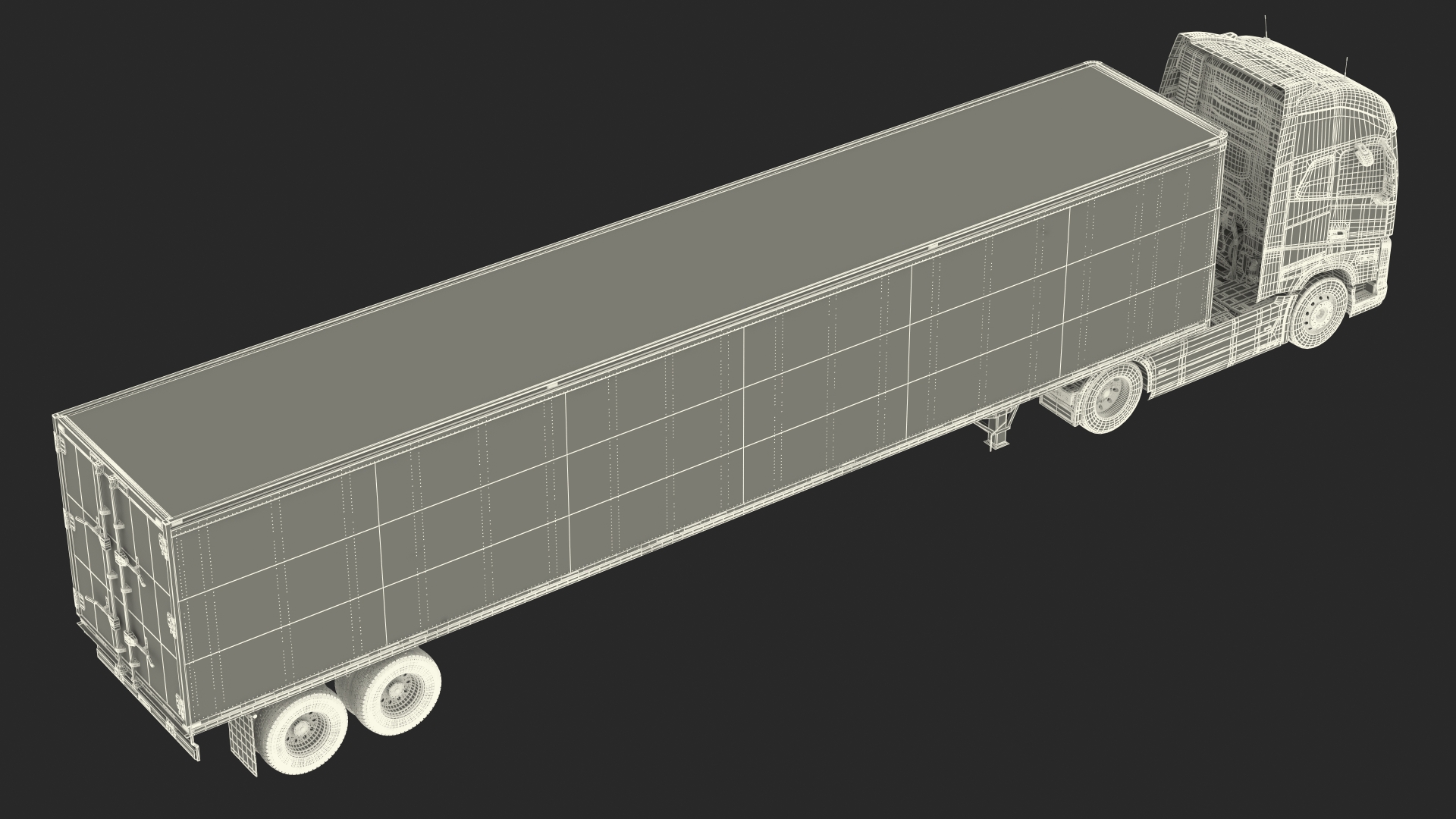 3D model Cabover 4x2 Lorry with Trailer
