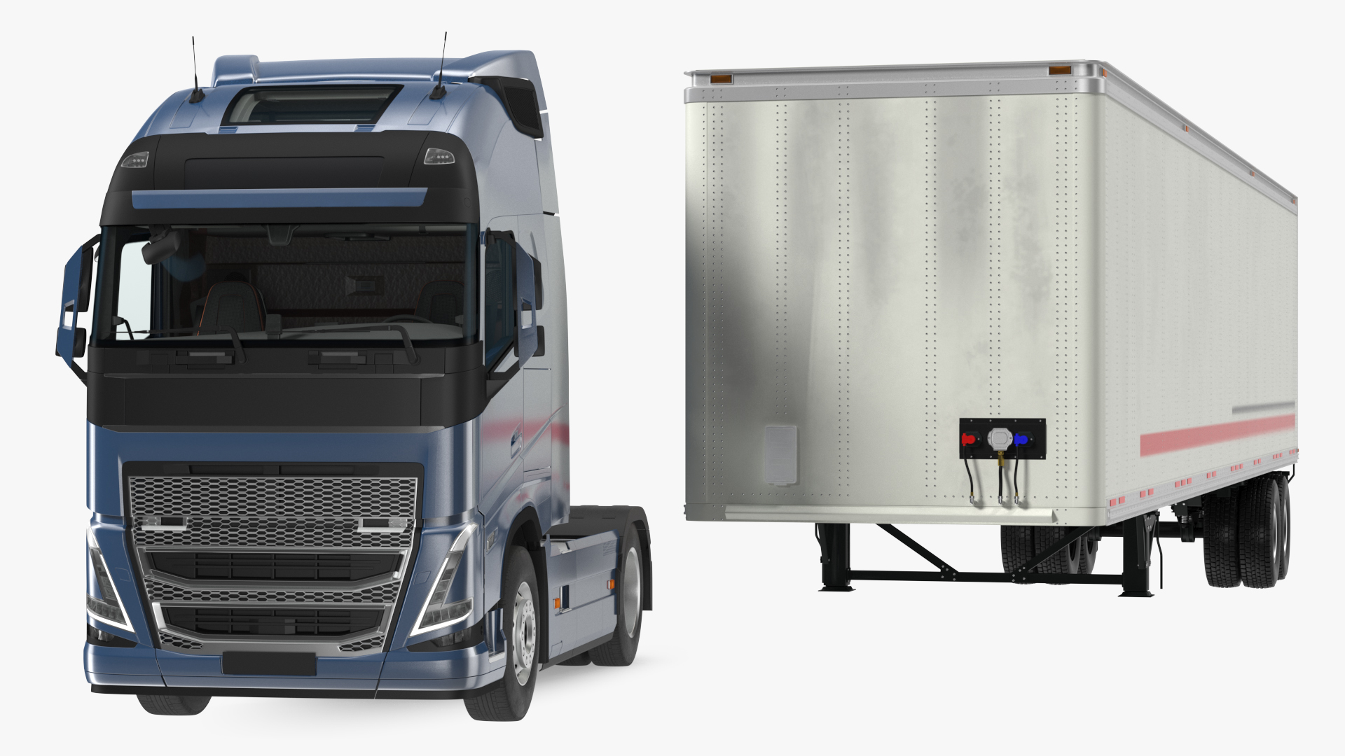 3D model Cabover 4x2 Lorry with Trailer