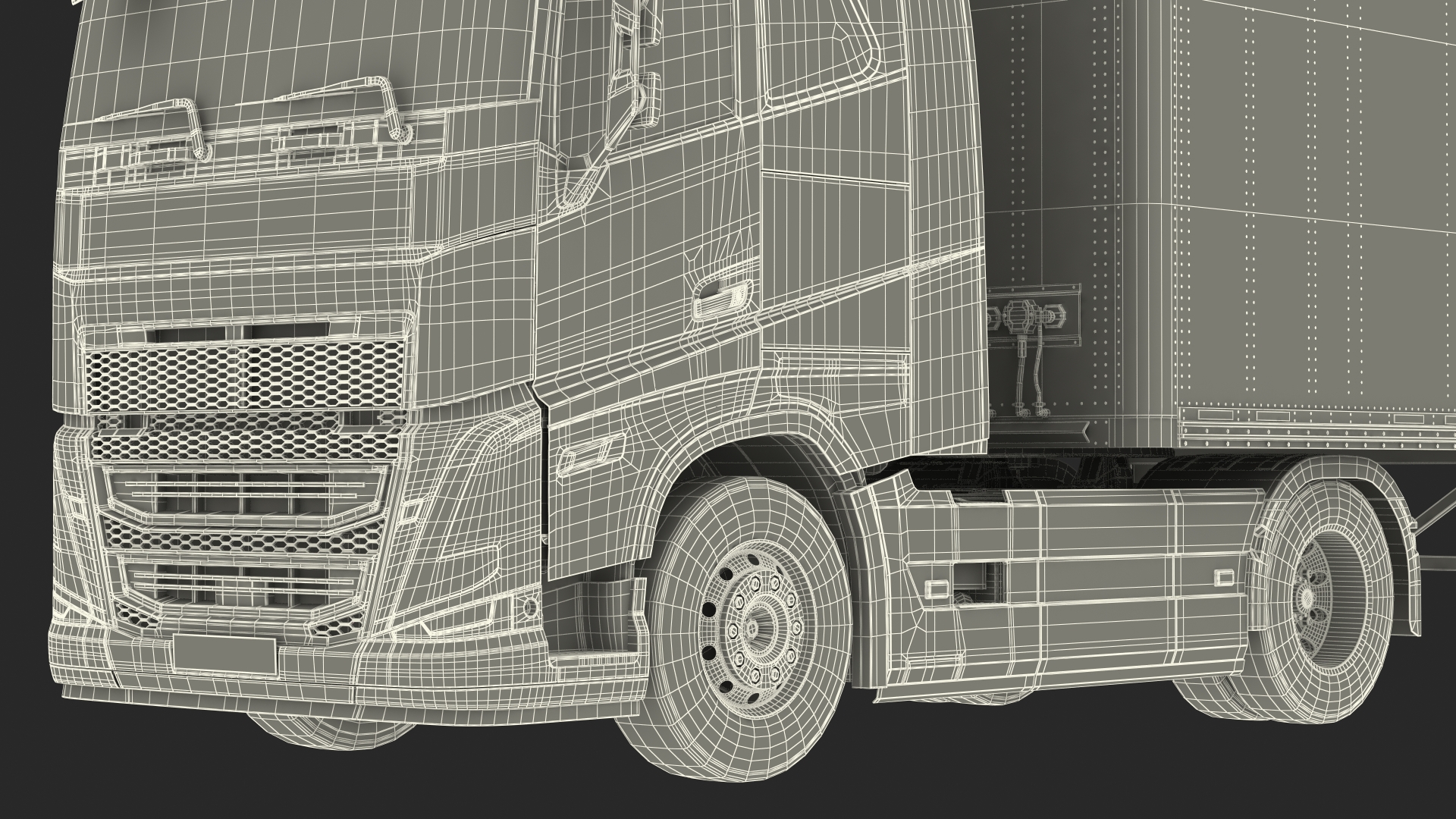 3D model Cabover 4x2 Lorry with Trailer