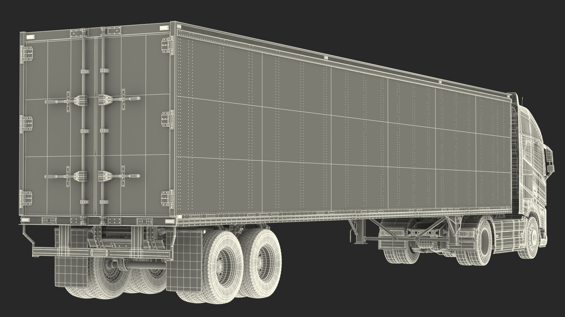 3D model Cabover 4x2 Lorry with Trailer