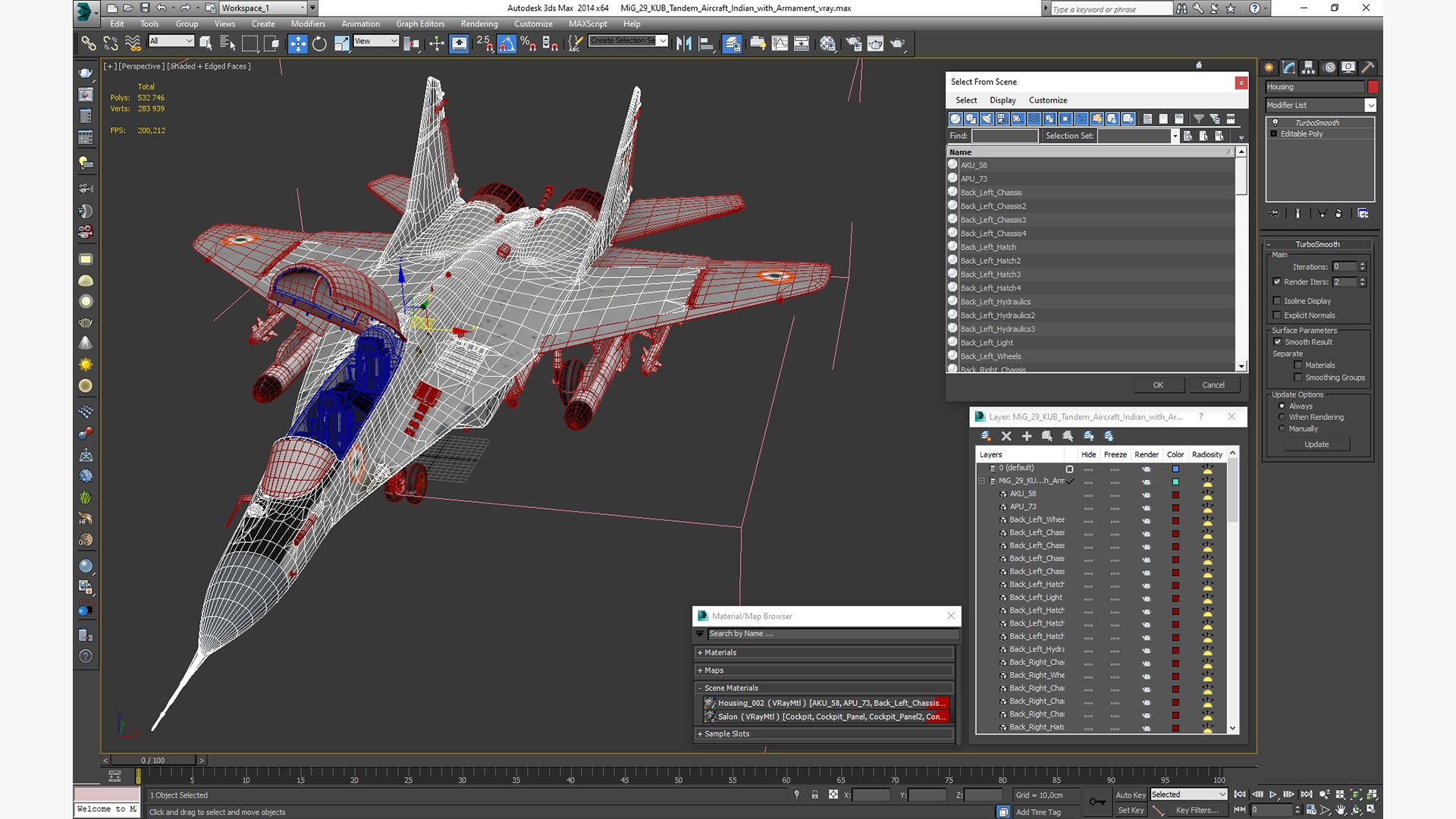MiG 29 KUB Tandem Aircraft Indian with Armament 3D