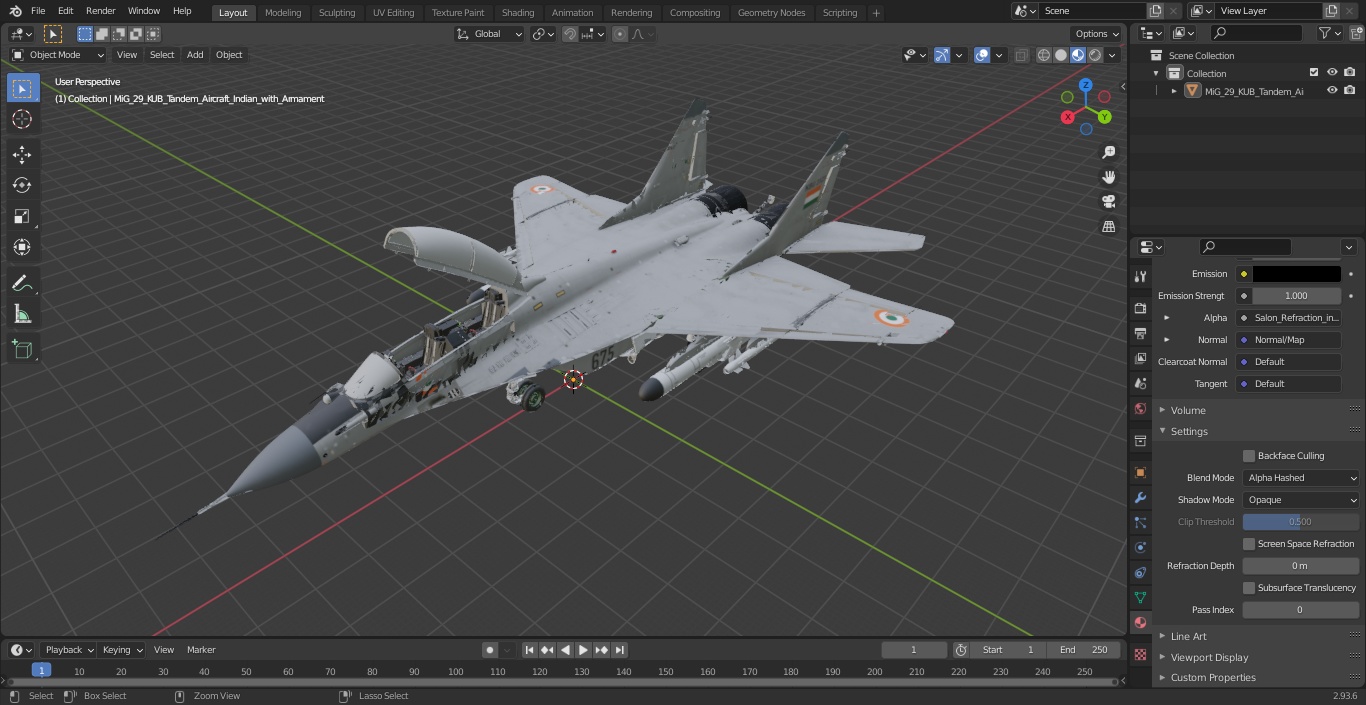 MiG 29 KUB Tandem Aircraft Indian with Armament 3D