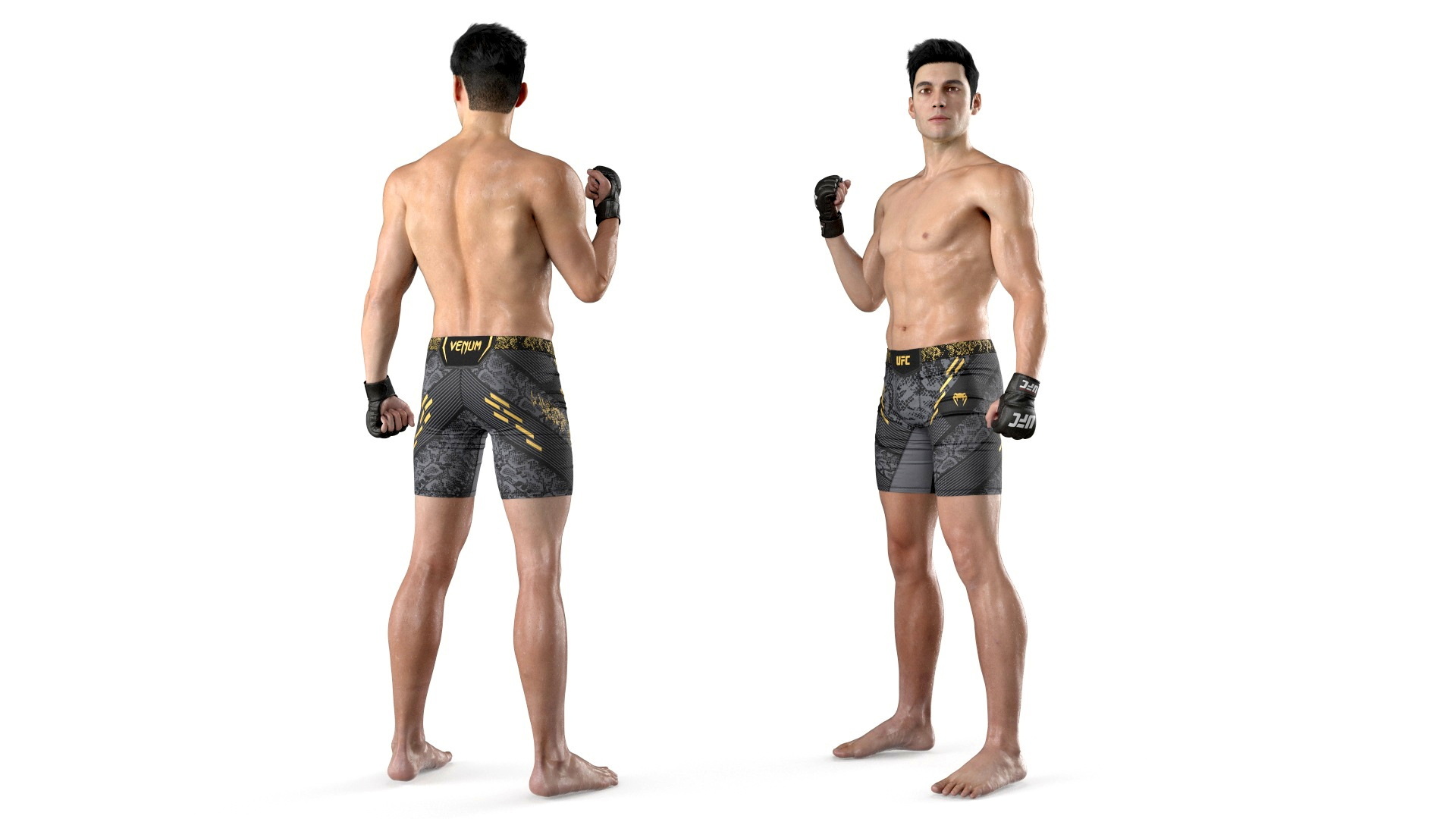Fighter UFC MMA in Pose Sweaty Fur 3D model