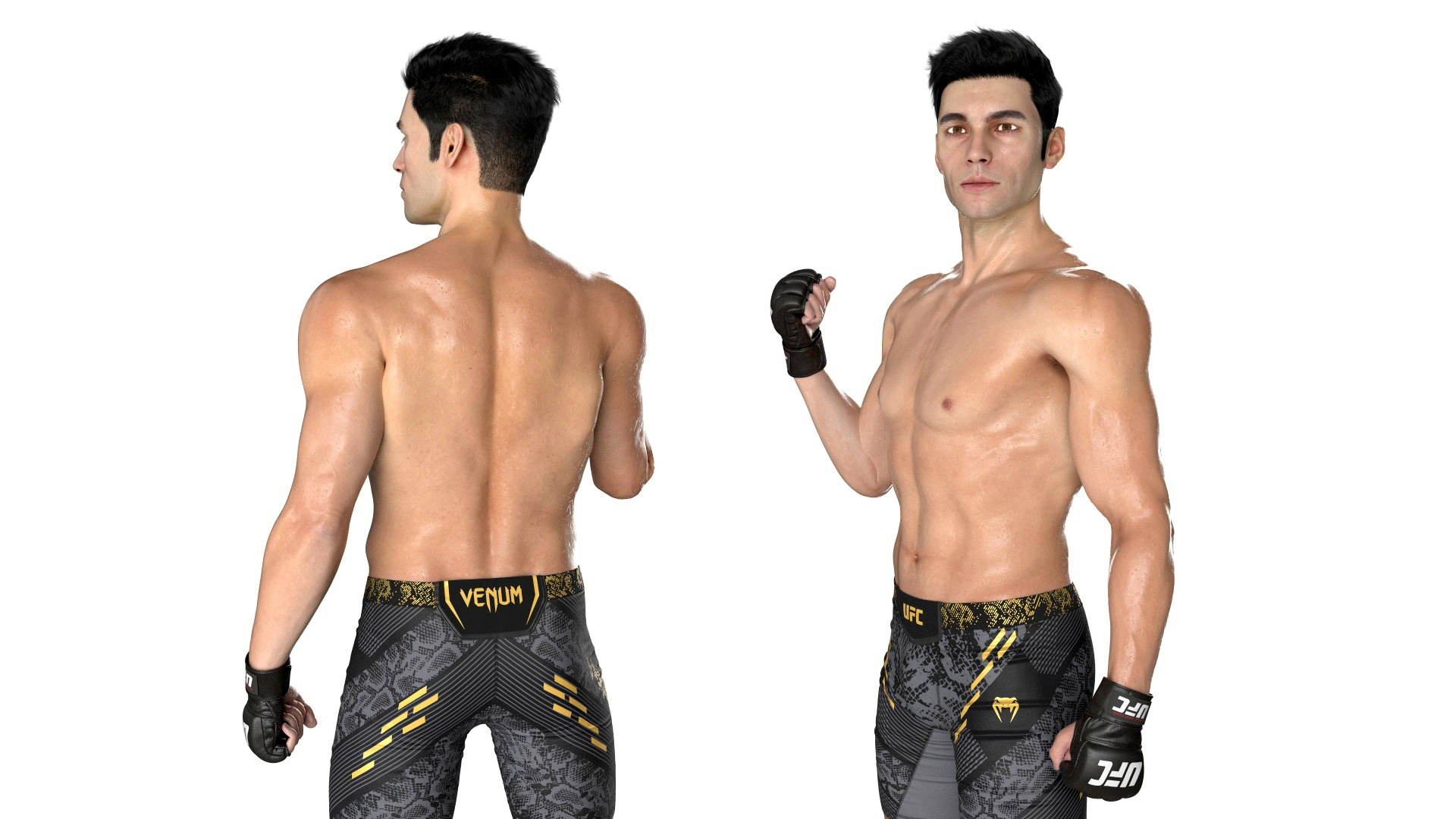 Fighter UFC MMA in Pose Sweaty Fur 3D model