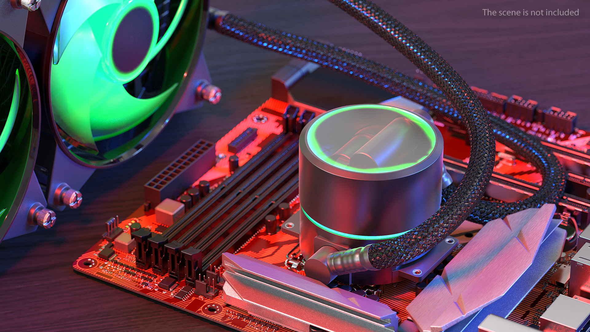 3D model Dual Fan CPU RGB Liquid Cooler